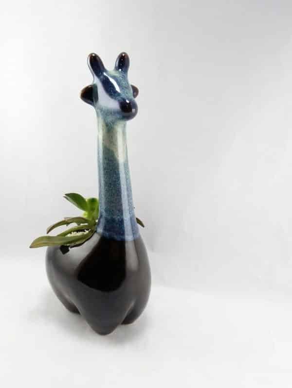 Jirafa Azul ceramica con suculenta| 25cm - Imagen 2