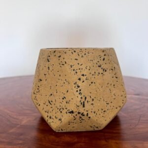 Maceta base geométrica de terrazo amarilla + planta | 22 cm
