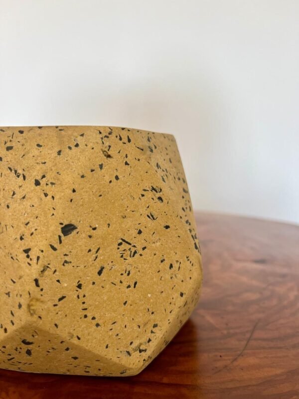 Maceta base geométrica de terrazo amarilla + planta | 22 cm - Imagen 3