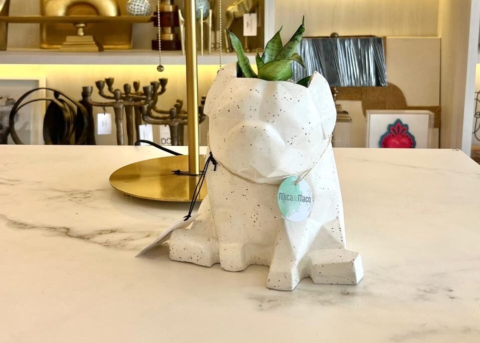 Maceta Pet Friendly Pug + Suculenta 25cm